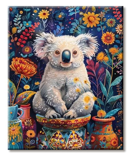 LZLHDE Malen Nach Zahlen Erwachsene, Malen Nach Zahlen Knitterfreie Leinwand Bilder Koala, Diy GemäIde Set für Anfänger mit Pinseln und Acrylfarbe Als Geschenk und Wanddeko 40x50cm von LZLHDE