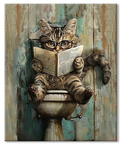 LZLHDE Malen Nach Zahlen Katze, Malen Nach Zahlen Erwachsene Niedliche Katze auf Toilette, Paint by Numbers Diy Einfaches Knitterfreie Leinwand Bilder mit Pinseln und Acrylfarbe für Wanddeko 40x50cm LZLHDE Malen Nach Zahlen Katze, Malen Nach Zahlen Erwachsene Niedliche Katze auf Toilette, Paint by Numbers Diy Einfaches Knitterfreie Leinwand Bilder mit Pinseln und Acrylfarbe für Wanddeko 40x50cm von LZLHDE