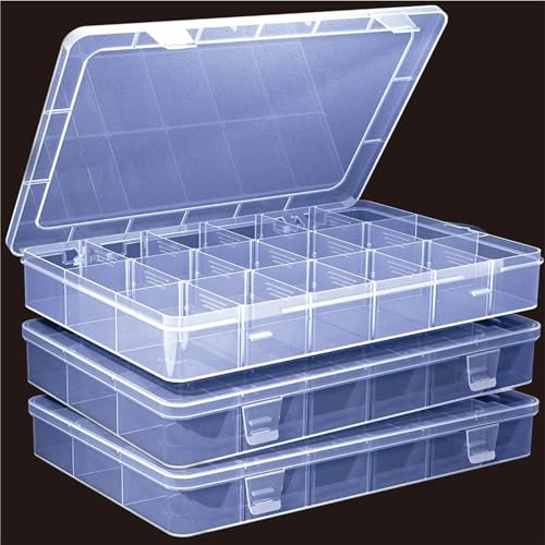 Große transparente Kunststoff-Organizer-Box mit 18 Fächern, verstellbare Fächer, Kunststoff-Aufbewahrungsbehälter, Kleinteile-Aufbewahrungsbox, kleine Werkzeug-Organizer, Aufbewahrungsbox (3 Stück) von LZLMQSSA