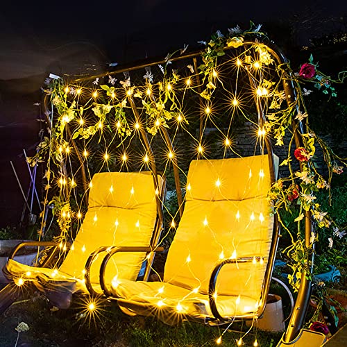 LZQ 6 x 2m LED Lichternetz Lichtervorhang, Warmweiß Lichterketten Vorhang, 8 Modi Dimmbar Kupferdraht mit Stecker für Party Weihnachten Außen Innen Schlafzimmer von LZQ