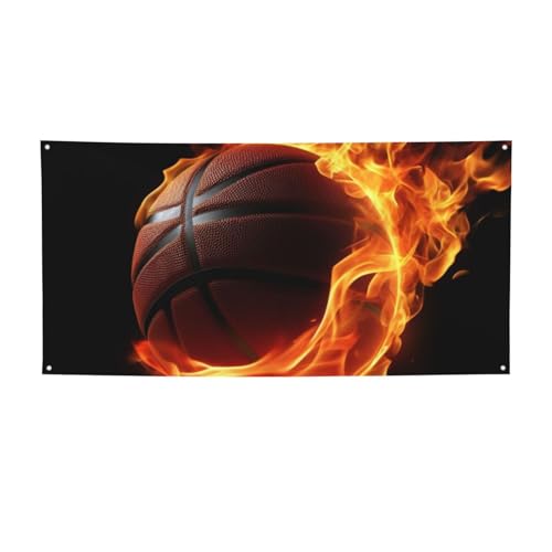 Banner Party Decor Personalisierte Schilder Basketball On Fire Banner Geburtstag Party Hintergrund Wanddekoration Schild Indoor Outdoor Party Graduation Event 180 x 89 cm von LZQPOEAS