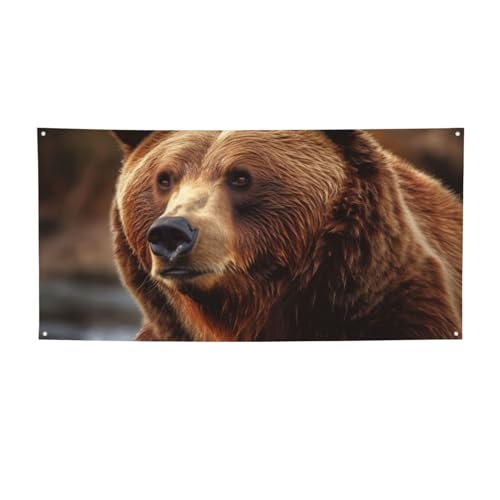 Banner Party Decor Personalisierte Schilder Grizzly Bear Banner Geburtstag Party Hintergrund Wanddekoration Schild Indoor Outdoor Party Graduation Event 180 x 89 cm von LZQPOEAS