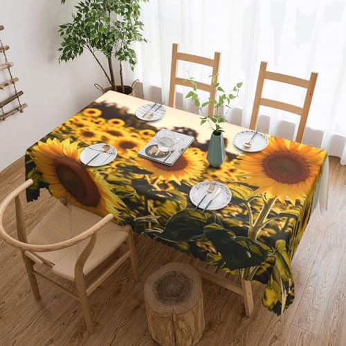 LZQPOEAS Rechteckige Tischdecke, Herbst-Tischdecke, Sonnenblumen, wasserdicht, strapazierfähig, knitterfrei, Hochzeitstischdecken, waschbare Tischdecken für Küche, Camping, Picknick von LZQPOEAS