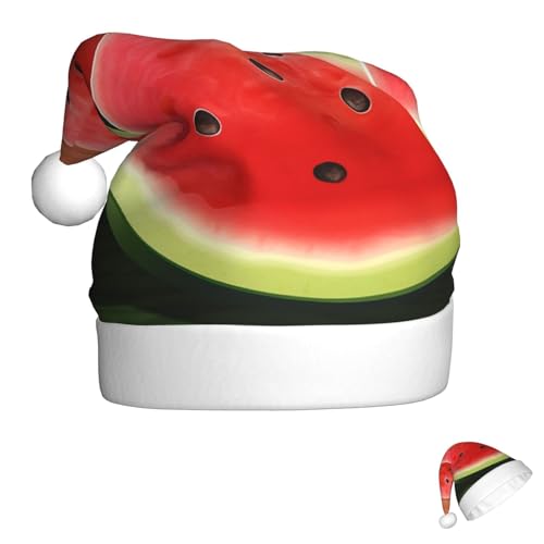 LZQPOEAS Weihnachtsmütze für Erwachsene, Plüsch, weich, Wassermelonenscheibe, Weihnachtsmannmützen für Party, Urlaub von LZQPOEAS