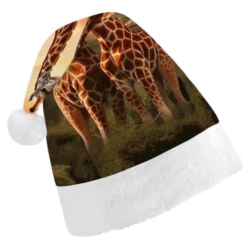 LZQPOEAS Weihnachtsmütze für Erwachsene, Plüsch, weiche Weihnachtsmütze, Paar, Giraffe, Weihnachtsmannmützen für Party, Urlaub von LZQPOEAS