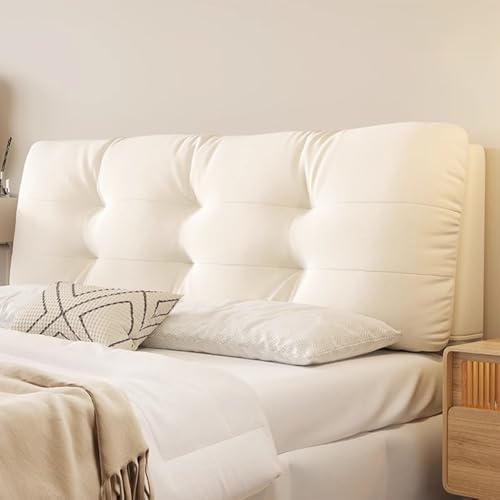 LZTET Bett Kopfteil Bezug,Samtstoff Ledergewebe Bed Headboard Cover,Waschbar Bettkopfteil Husse,Staubdichte SchutzhüLle FüR Gepolsterte Schlafzimmer Kopfteil(120 * 60 * 12CM(Paste),White) von LZTET