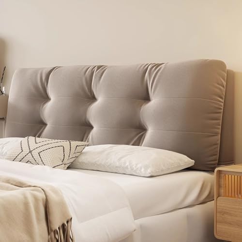 LZTET Bett Kopfteil Bezug,Samtstoff Ledergewebe Bed Headboard Cover,Waschbar Bettkopfteil Husse,Staubdichte SchutzhüLle FüR Gepolsterte Schlafzimmer Kopfteil(120 * 60 * 12CM(Straps),Light Brown) von LZTET