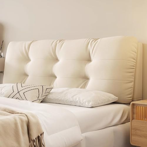 LZTET Bett Kopfteil Bezug,Samtstoff Ledergewebe Bed Headboard Cover,Waschbar Bettkopfteil Husse,Staubdichte SchutzhüLle FüR Gepolsterte Schlafzimmer Kopfteil(120 * 60 * 12CM(Straps),Off-White) von LZTET