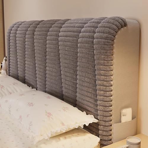 LZTET Bett Kopfteil Bezug,Waschbarer Kopfteilbezug FüR Betten,Mit Stretch Side Bezug Aus Weichem Stretch-HolläNdischer Samtstoff,Staubdichte SchutzhüLle FüR Schlafzimmerkopftei(150 * 65cm,Dark Gray) von LZTET