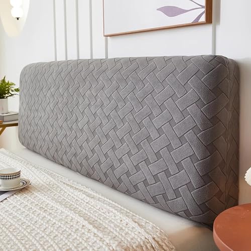 LZTET Bett Kopfteil Bezug,Waschbarer Kopfteilbezug FüR Betten,Mit Stretch Side Bezug Aus Weichem Stretch-Jacquard-Samtstoff,Staubdichte SchutzhüLle FüR Schlafzimmerkopftei(120cm,Dark Gray) von LZTET