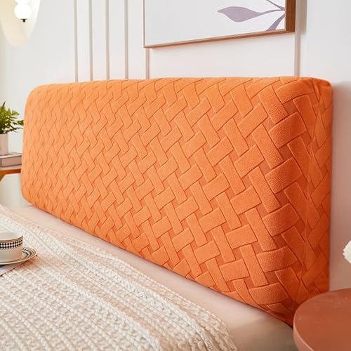 LZTET Bett Kopfteil Bezug,Waschbarer Kopfteilbezug FüR Betten,Mit Stretch Side Bezug Aus Weichem Stretch-Jacquard-Samtstoff,Staubdichte SchutzhüLle FüR Schlafzimmerkopftei(120cm,Orange) von LZTET