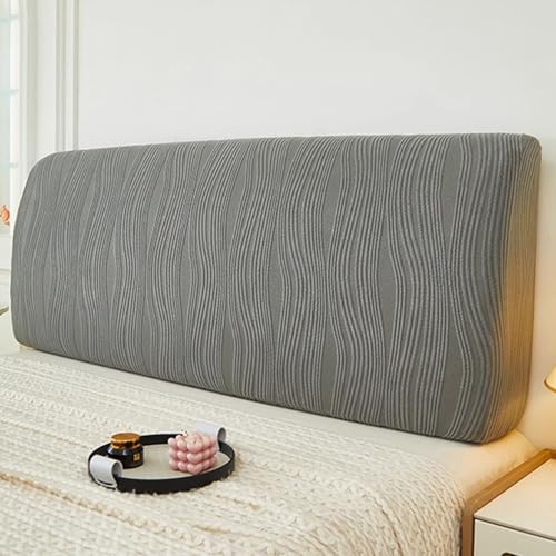 LZTET Bett Kopfteil Bezug,Waschbarer Kopfteilbezug FüR Betten,Mit Stretch Side Bezug Aus Weichem Stretch-Jacquard-Samtstoff,Staubdichte SchutzhüLle FüR Schlafzimmerkopftei(150cm,Gray) von LZTET