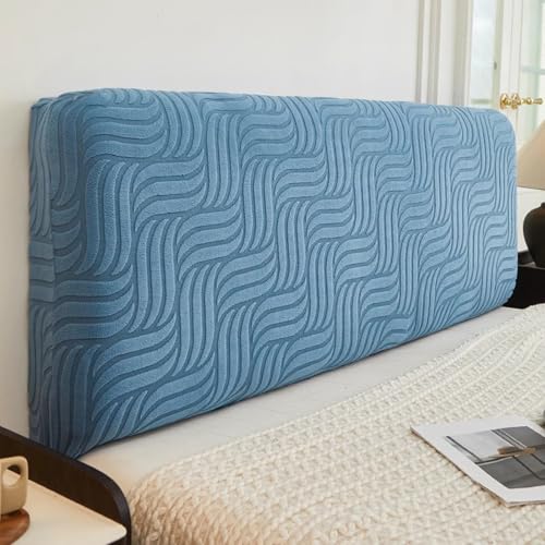 LZTET Bettkopfteil Hussen,Dehnbare Kopfteilbezug,All-Inclusive-Design Einfarbiger Elastischer Schutz,Weicher Samtstoff,Staubdichte SchutzhüLle FüR Schlafzimmer Kopfteil(120cm,Blue B) von LZTET