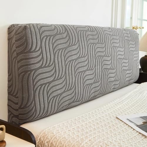 LZTET Bettkopfteil Hussen,Dehnbare Kopfteilbezug,All-Inclusive-Design Einfarbiger Elastischer Schutz,Weicher Samtstoff,Staubdichte SchutzhüLle FüR Schlafzimmer Kopfteil(120cm,Gray B) von LZTET