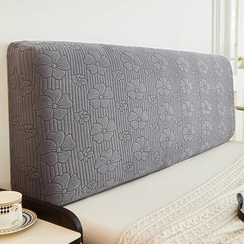 LZTET Bettkopfteil Hussen,Dehnbare Kopfteilbezug,All-Inclusive-Design Einfarbiger Elastischer Schutz,Weicher Samtstoff,Staubdichte SchutzhüLle FüR Schlafzimmer Kopfteil(150cm,Gray B) von LZTET