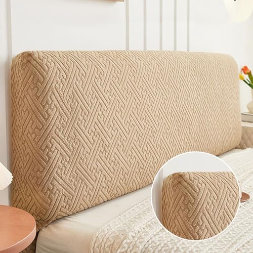 LZTET Bettkopfteil Hussen,Dehnbare Kopfteilbezug,All-Inclusive-Design Einfarbiger Elastischer Schutz,Weicher Samtstoff,Staubdichte SchutzhüLle FüR Schlafzimmer Kopfteil(150cm,Khaki) von LZTET