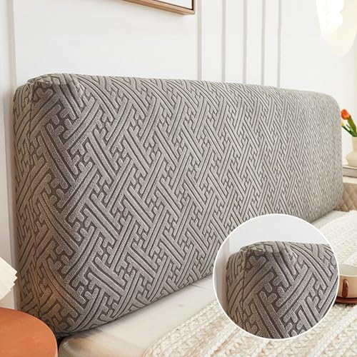 LZTET Bettkopfteil Hussen,Dehnbare Kopfteilbezug,All-Inclusive-Design Einfarbiger Elastischer Schutz,Weicher Samtstoff,Staubdichte SchutzhüLle FüR Schlafzimmer Kopfteil(150cm,Light Grey) von LZTET