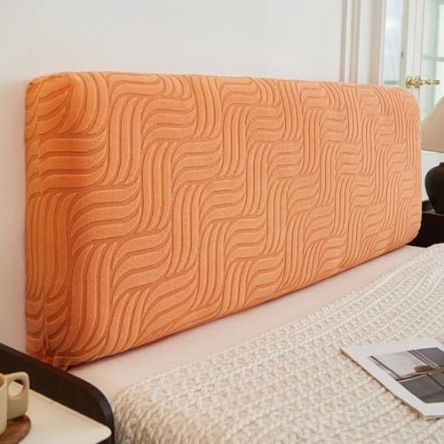 LZTET Bettkopfteil Hussen,Dehnbare Kopfteilbezug,All-Inclusive-Design Einfarbiger Elastischer Schutz,Weicher Samtstoff,Staubdichte SchutzhüLle FüR Schlafzimmer Kopfteil(150cm,Orange) von LZTET