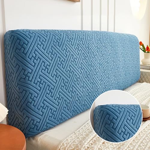 LZTET Bettkopfteil Hussen,Dehnbare Kopfteilbezug,All-Inclusive-Design Einfarbiger Elastischer Schutz,Weicher Samtstoff,Staubdichte SchutzhüLle FüR Schlafzimmer Kopfteil(220cm,Blue) von LZTET