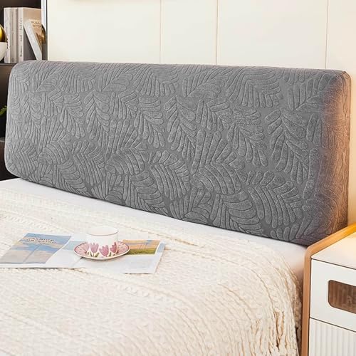 LZTET Bettkopfteil Hussen,Weicher Strecken Jacquard-Samtstoff Staubdicht,All-Inclusive Kopfteil Husse,Bett Kopfteil Bezug Dehnbare Kopfteilbezug,FüR Full Twin Queen King Bett Kopf(150cm,Dark Gray 1) von LZTET