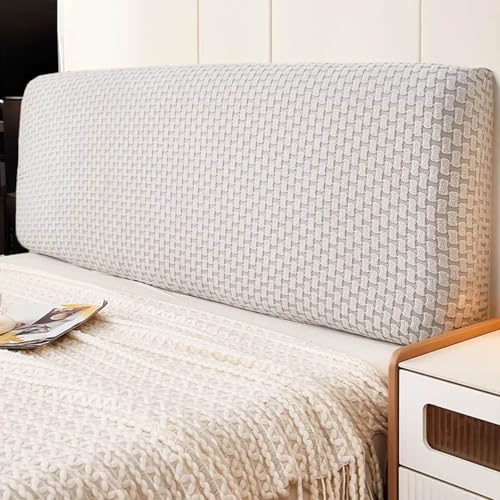 LZTET Bettkopfteil Hussen,Weicher Strecken Jacquard-Samtstoff Staubdicht,All-Inclusive Kopfteil Husse,Bett Kopfteil Bezug Dehnbare Kopfteilbezug,FüR Full Twin Queen King Bett Kopf(150cm,Light Gray 2) von LZTET