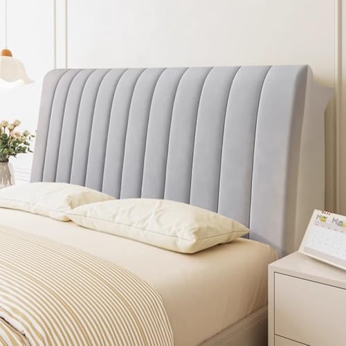 LZTET Bettkopfteil Hussen,Weicher Strecken Samtstoff Staubdicht,All-Inclusive Kopfteil Husse,Bett Kopfteil Bezug Dehnbare Kopfteilbezug,FüR Full Twin Queen King Bett Kopf(120cm,Light Gray) von LZTET