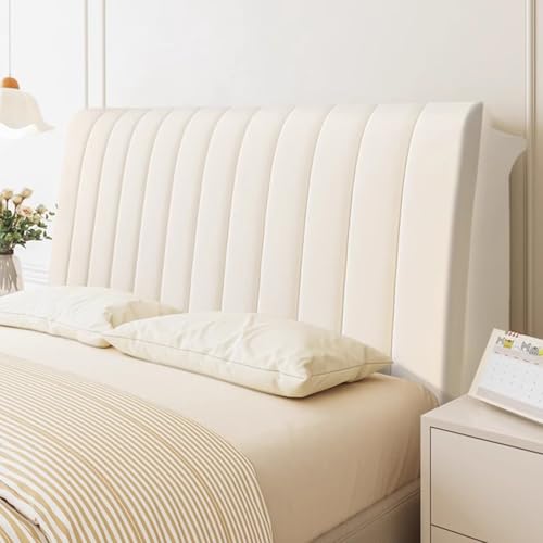 LZTET Bettkopfteil Hussen,Weicher Strecken Samtstoff Staubdicht,All-Inclusive Kopfteil Husse,Bett Kopfteil Bezug Dehnbare Kopfteilbezug,FüR Full Twin Queen King Bett Kopf(150cm,Off-White) von LZTET