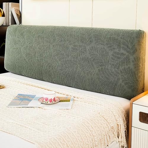 LZTET Kopfteilbezug FüR Bett,Elastischer Schutz,Weicher Jacquard-Samtstoff Staubdicht,All-Inclusive Kopfteilbezug,SchutzhüLle FüR Gepolsterte Schlafzimmer Kopfteil(180cm,Green 1) von LZTET