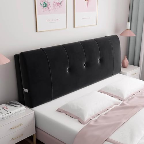 LZTET RüCkenlehne Kopfkissen FüR Bett Kissen,Samtstoff Back Protection Slipcover,Weich LendenwirbelsäUle Position UnterstüTzung Lesekissen,FüR Bett Ohne Kopfteil(120 * 60 * 12cm(Paste),Black) von LZTET