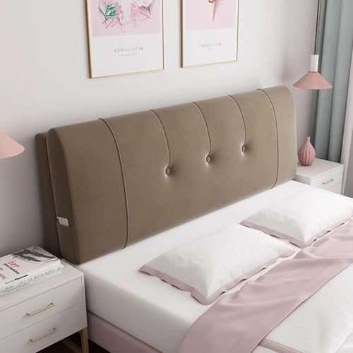 LZTET RüCkenlehne Kopfkissen FüR Bett Kissen,Samtstoff Back Protection Slipcover,Weich LendenwirbelsäUle Position UnterstüTzung Lesekissen,FüR Bett Ohne Kopfteil(120 * 60 * 12cm(Paste),Brown) von LZTET