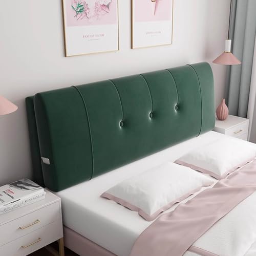 LZTET RüCkenlehne Kopfkissen FüR Bett Kissen,Samtstoff Back Protection Slipcover,Weich LendenwirbelsäUle Position UnterstüTzung Lesekissen,FüR Bett Ohne Kopfteil(120 * 60 * 12cm(Paste),Dark Green) von LZTET