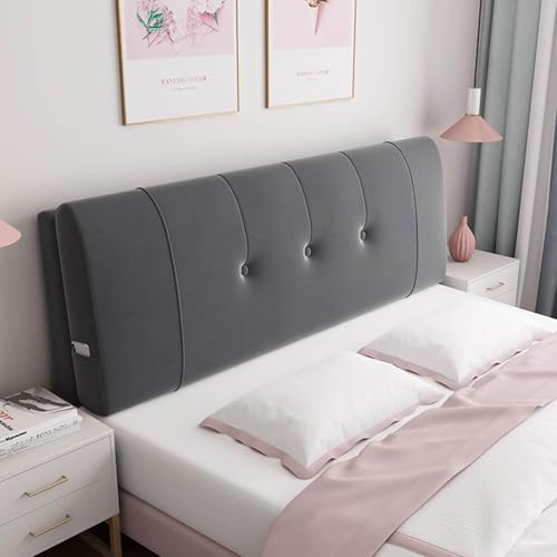 LZTET RüCkenlehne Kopfkissen FüR Bett Kissen,Samtstoff Back Protection Slipcover,Weich LendenwirbelsäUle Position UnterstüTzung Lesekissen,FüR Bett Ohne Kopfteil(120 * 60 * 12cm(Paste),Dark Grey) von LZTET