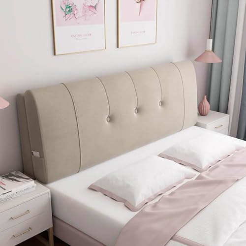 LZTET RüCkenlehne Kopfkissen FüR Bett Kissen,Samtstoff Back Protection Slipcover,Weich LendenwirbelsäUle Position UnterstüTzung Lesekissen,FüR Bett Ohne Kopfteil(120 * 60 * 12cm(Paste),Khaki) von LZTET