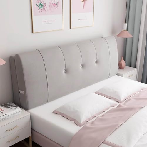 LZTET RüCkenlehne Kopfkissen FüR Bett Kissen,Samtstoff Back Protection Slipcover,Weich LendenwirbelsäUle Position UnterstüTzung Lesekissen,FüR Bett Ohne Kopfteil(120 * 60 * 12cm(Paste),Light Grey) von LZTET