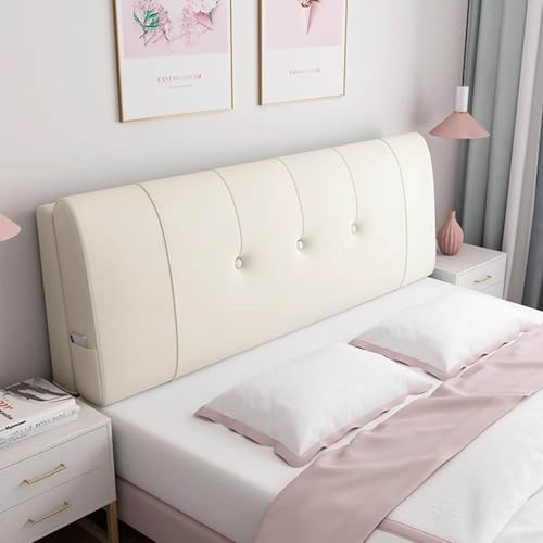 LZTET RüCkenlehne Kopfkissen FüR Bett Kissen,Samtstoff Back Protection Slipcover,Weich LendenwirbelsäUle Position UnterstüTzung Lesekissen,FüR Bett Ohne Kopfteil(120 * 60 * 12cm(Paste),Off-White) von LZTET