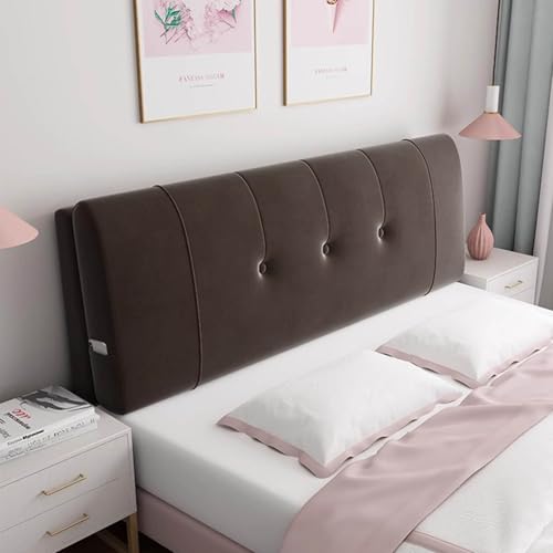 LZTET RüCkenlehne Kopfkissen FüR Bett Kissen,Samtstoff Back Protection Slipcover,Weich LendenwirbelsäUle Position UnterstüTzung Lesekissen,FüR Bett Ohne Kopfteil(120 * 60 * 12cm(Straps),Brown) von LZTET