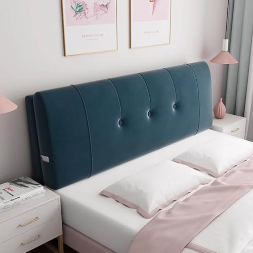 LZTET RüCkenlehne Kopfkissen FüR Bett Kissen,Samtstoff Back Protection Slipcover,Weich LendenwirbelsäUle Position UnterstüTzung Lesekissen,FüR Bett Ohne Kopfteil(180 * 60 * 12cm(Paste),Blue) von LZTET