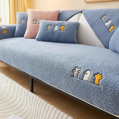 Plüschstoff Sofabezug 1 2 3 4 Sitzer SofabezüGe Couch üBerzug L Form Ecksofa Sofa Couch üBerwurfdecke,Anti-Rutsch Sofaschutz,Ultra Weicher Sofaschoner(pillowcase-45 * 45cm,1) von LZTET