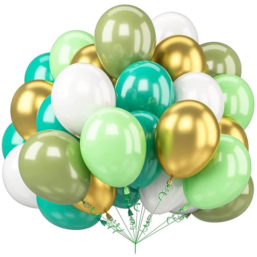 50pcs Grün Weiß Gold Luftballons für Hochzeit Geburtstag Festival Party Dekoration Ballonbogen Kit von LZVPL