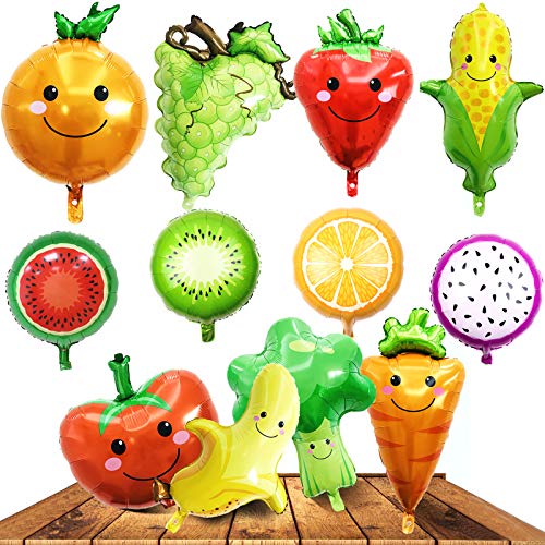 12PCS Obst Gemüse Folie Helium Mylar Luftballons, mehrere Stile bunte Party Dekoration Zubehör für Geburtstag Hochzeit Weihnachten Baby Dusche Kinder Geschenk von JUMRHFAN