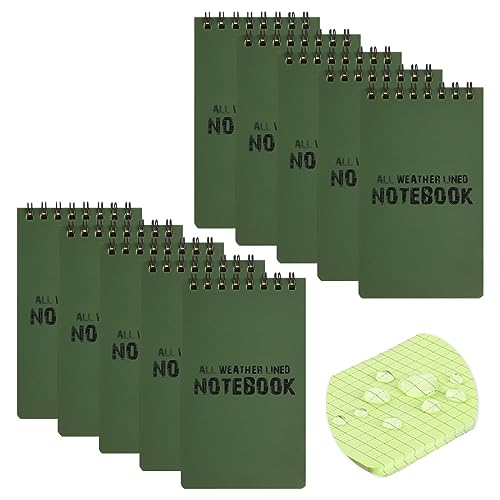 LZYMSZ Wasserdichtes Notizbuch, 10PACK Taktisches Notizbuch Allwetter-Notizblöcke mit Top-Spirale, 3 x 5 Zoll Pocket Steno Blöcken Taschennotizblock für Aktivitäten im Freien Aufzeichnungen Praktisch von LZYMSZ