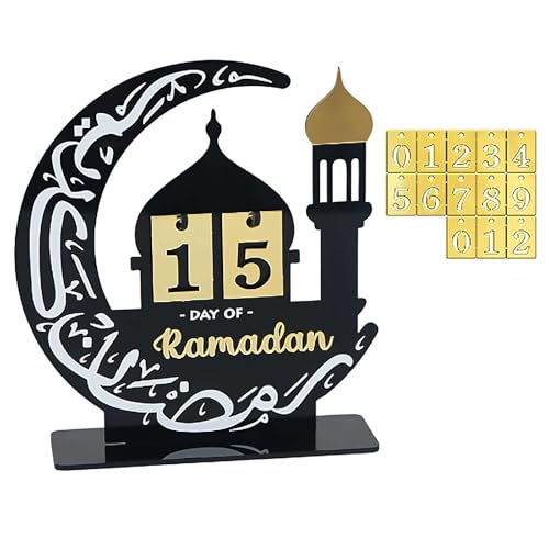 Halbmond-arabische Festival-Timer-Dekoration – Ramadan & Eid Dekor, handgefertigter Ramadan-Countdown-Kalender, elegante Tischdekoration für Zuhause, Familientreffen und festliche Anlässe von LZYWOD