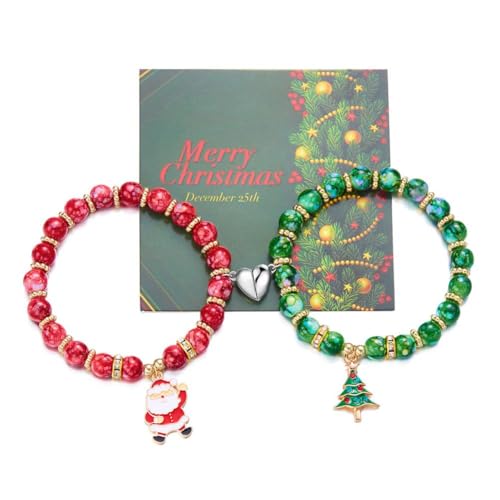 Handgefertigtes Weihnachts-Paar-Armband für Damen und Herren, handgefertigt, mit Perlen, Weihnachtsmann-Baum-Liebhaber, V4w7, Weihnachts-Freundschaftsschmuck von LZYWOD