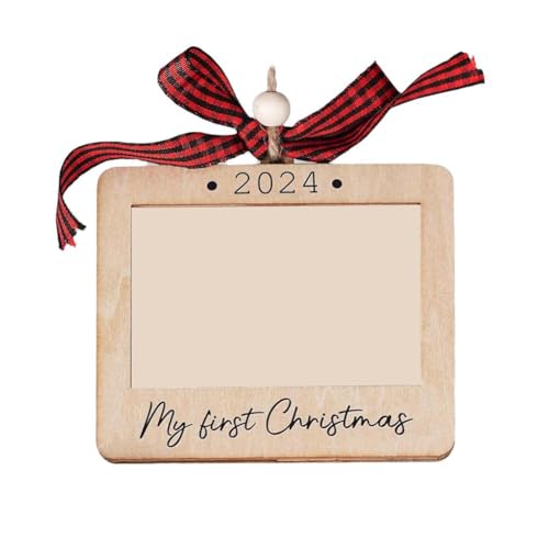 LZYWOD Design Mini Holz Bilderrahmen Schleife Ornament Baby Weihnachten 2024 First Christmas N3h2 Ornament Dekorationen Rahmen Foto Holz von LZYWOD