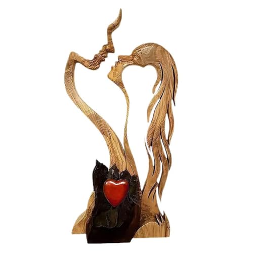 LZYWOD Eternal Love Holzfigur Dekoration Ornament Valentinstag Desktop Paar küssende Dekoration Tag Statue Geschenk D8o6 O Holiday von LZYWOD