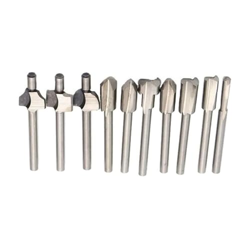 LZZYFPX 10 Stücke Tragbare HSS Fräser Drehwerkzeug-Set DIY Holzschneider Fräsen Professionelle 1/8 "3mm Schaft Bohrer für Durable(Silver) von LZZYFPX