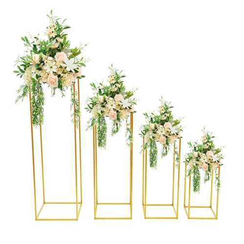 LZZYFPX 4/10 STÜCKE Gold Metall Hochzeit Blumenständer Bodenvasen Blumen Säulenständer Straße Blei Rack for Hochzeit Party Event Jahrestag(10pcs 60cm) von LZZYFPX