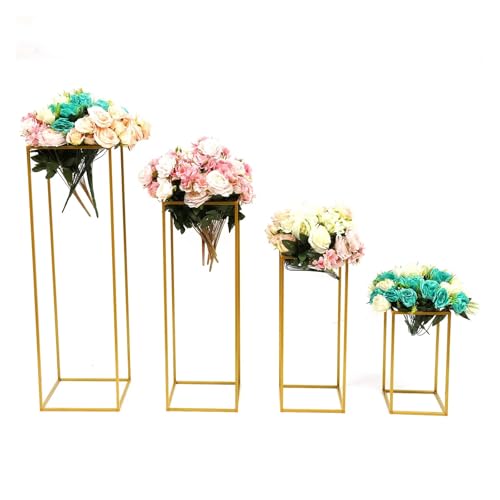 LZZYFPX 4/10 STÜCKE Gold Metall Hochzeit Blumenständer Bodenvasen Blumen Säulenständer Straße Blei Rack for Hochzeit Party Event Jahrestag(4pcs) von LZZYFPX