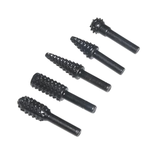 LZZYFPX 5 Teile/Satz Bohrer Raspel Stahl Dreh Grat Schaft Holz Bits Schleifen Power Holzbearbeitung Messer Holz CarvingHand Werkzeug Durable(Black) von LZZYFPX