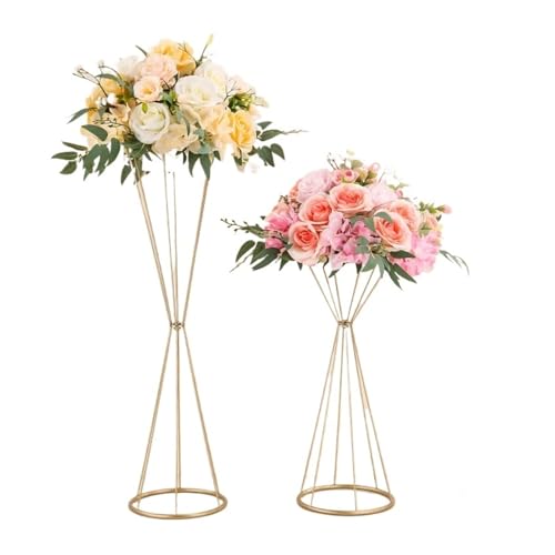 LZZYFPX 50/68 cm Gold Farbe Eisen Blume Steht Vasen Metall Hochzeit Mittelpunkt Blumen Rack Anordnung Requisiten Event Party Decor(50CM) von LZZYFPX